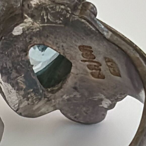 VIntage sajen silver wrap ring blue topaz semi precious stone Sz 8 - Picture 7 of 11